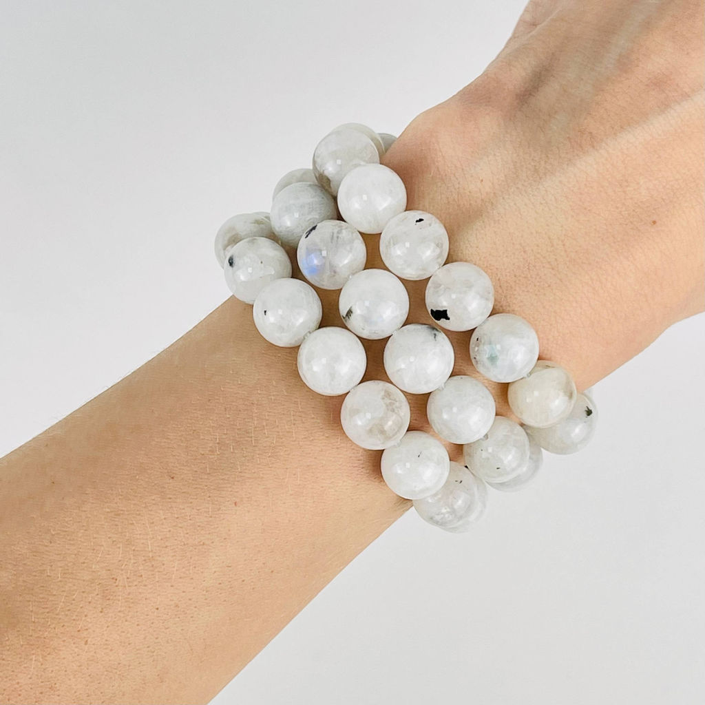 Бусины для украшений из Лунного камня с включением Турмалина(38 бусин) 38 см