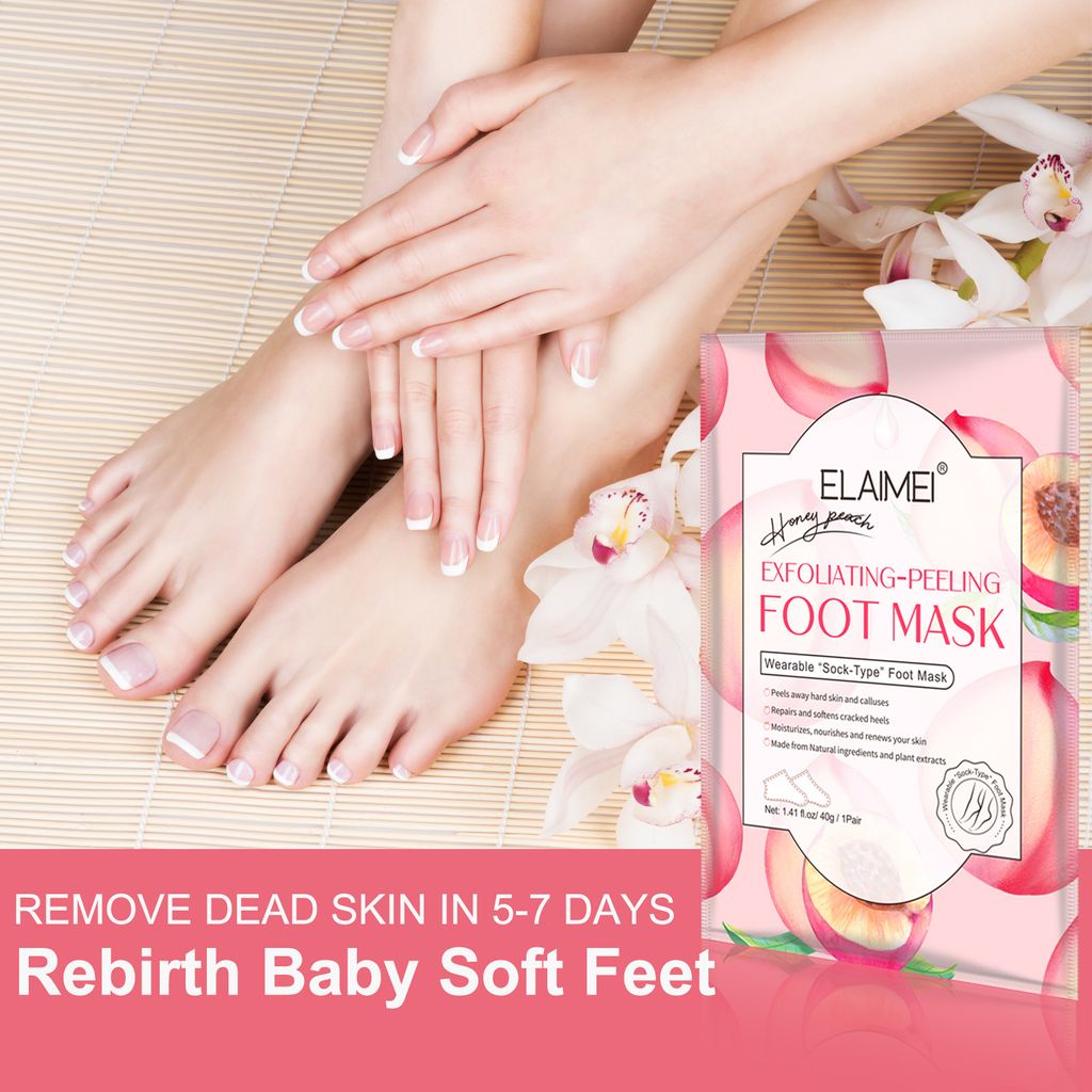 Отшелушивающая маска-носки для педикюра с экстрактом персика - Elaimei фото 3