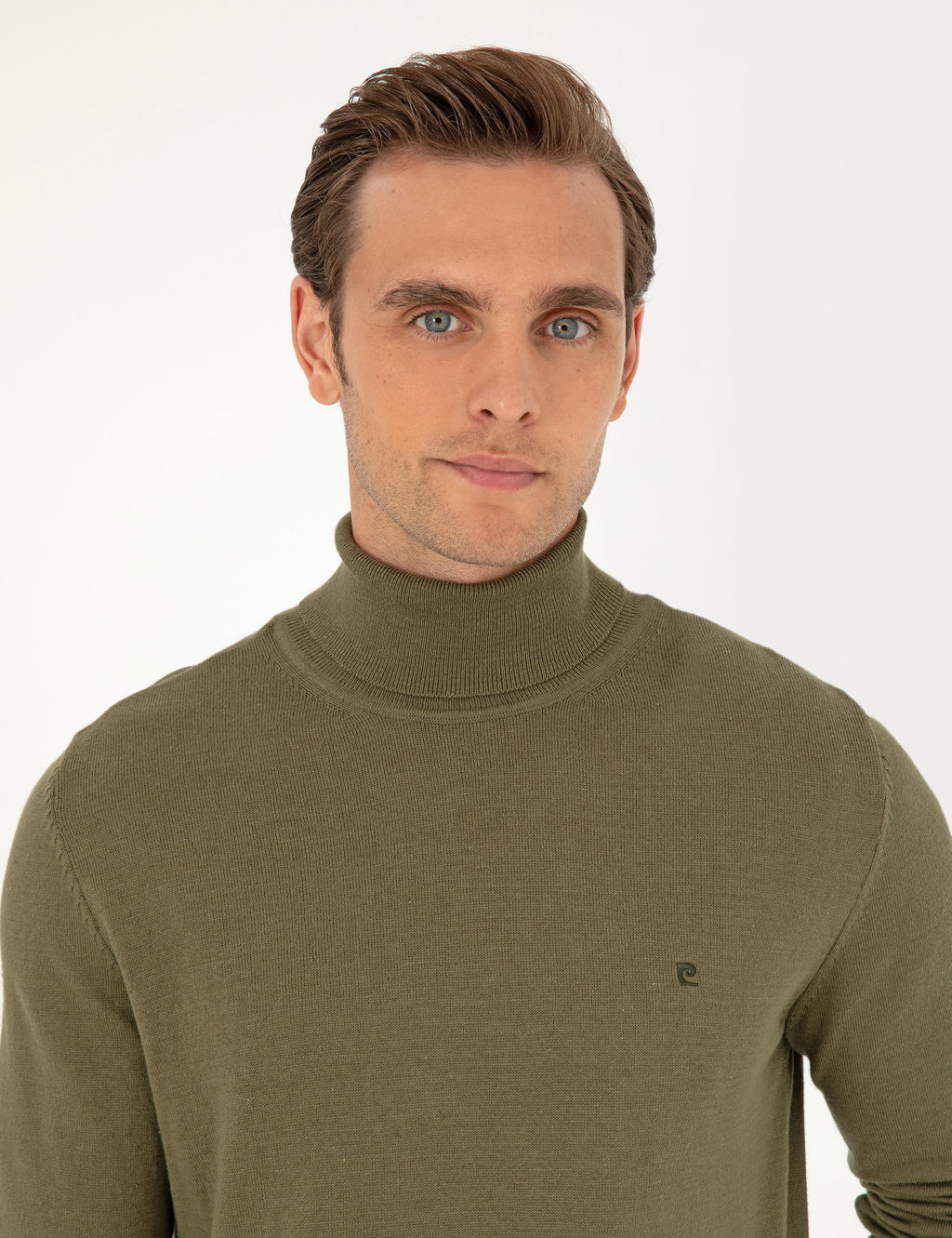 Koyu Haki Slim Fit Bal_k__ Yaka Basic Triko Kazak - Pierre cardin фото 2