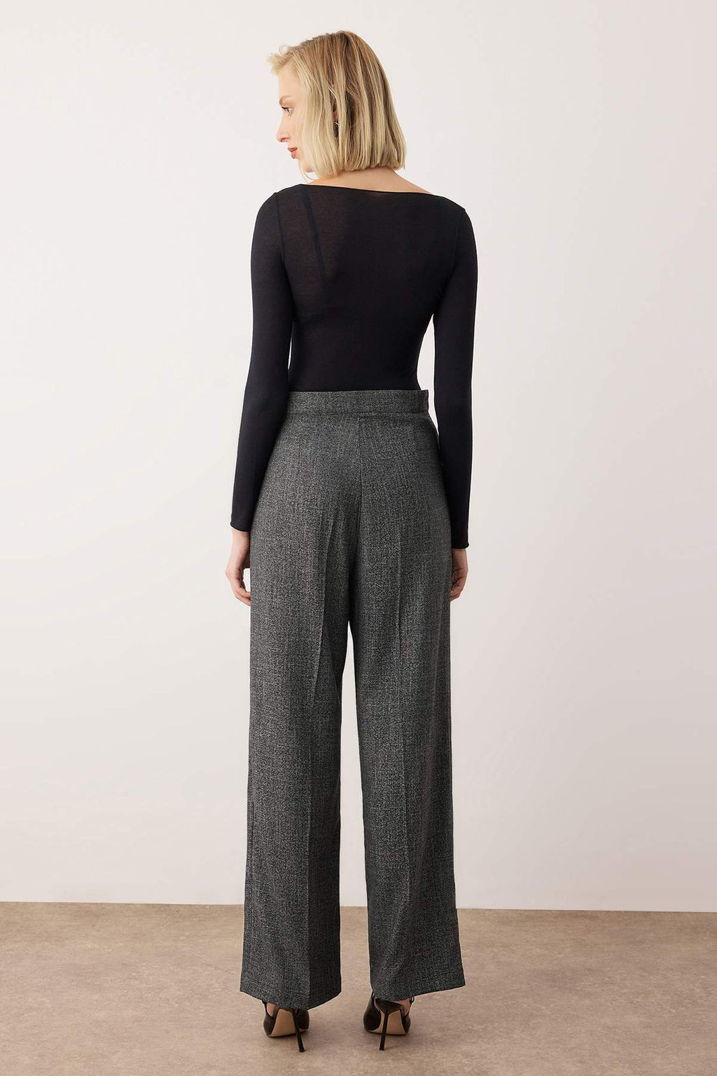 EXCLUSIVE Ozel Koleksiyon Antrasit Wide Leg/Genis Paca Kumas Pantolon TWOAW26PL00116 - Trendyolmilla фото 5