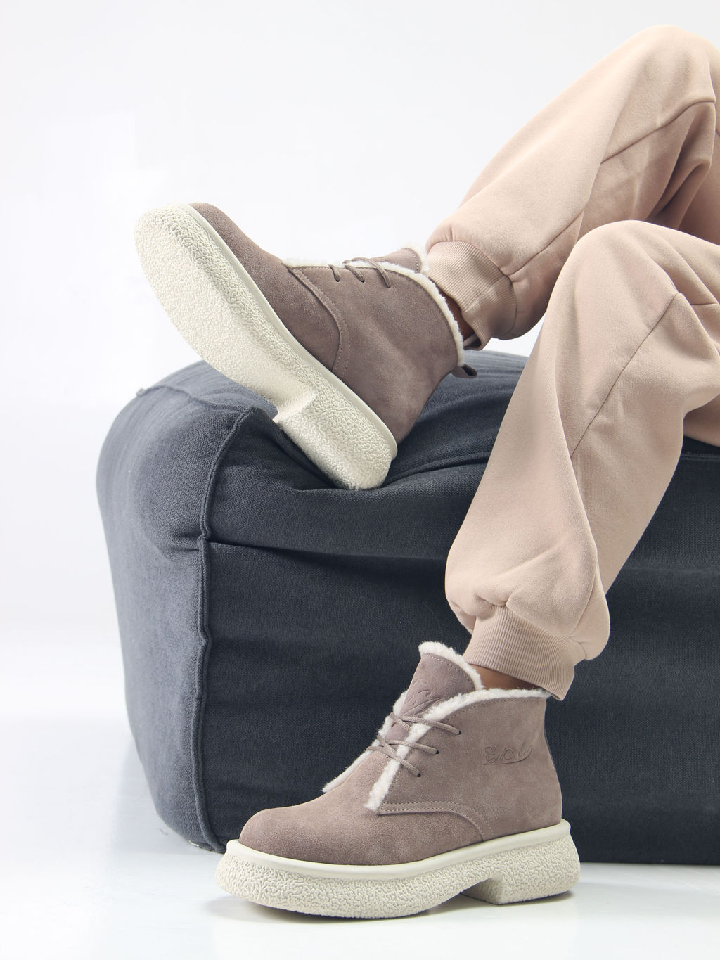 Ботинки 308.агатаw. капучино замша/Шерсть