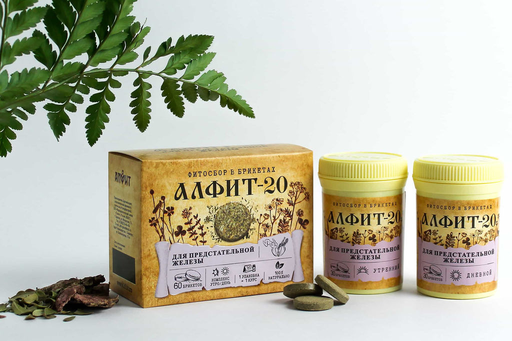 Алфит-20 для предстательной железы БАД в брикетах Алфит 1202
