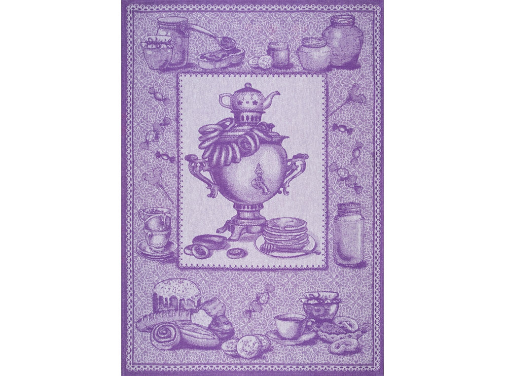 07с-39ЯК 50*70 Полотенце "Самовар" цв. сирень (фиолетовый)