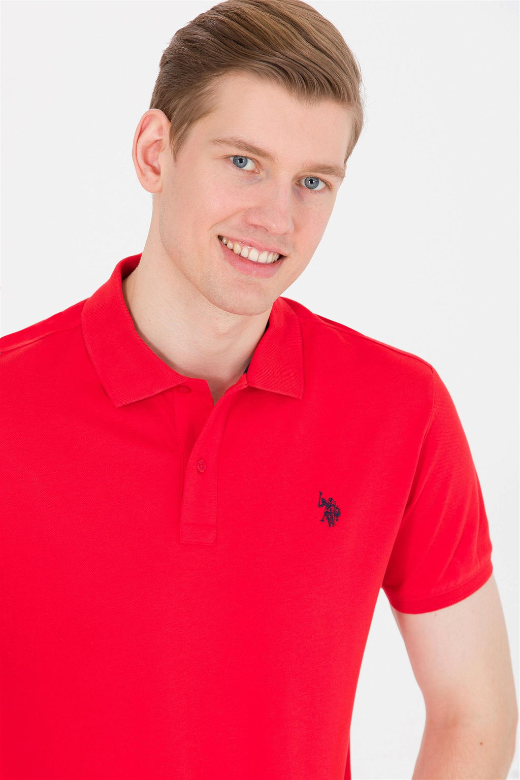 Мужская красная базовая футболка с воротником-поло - U.s. polo assn фото 2