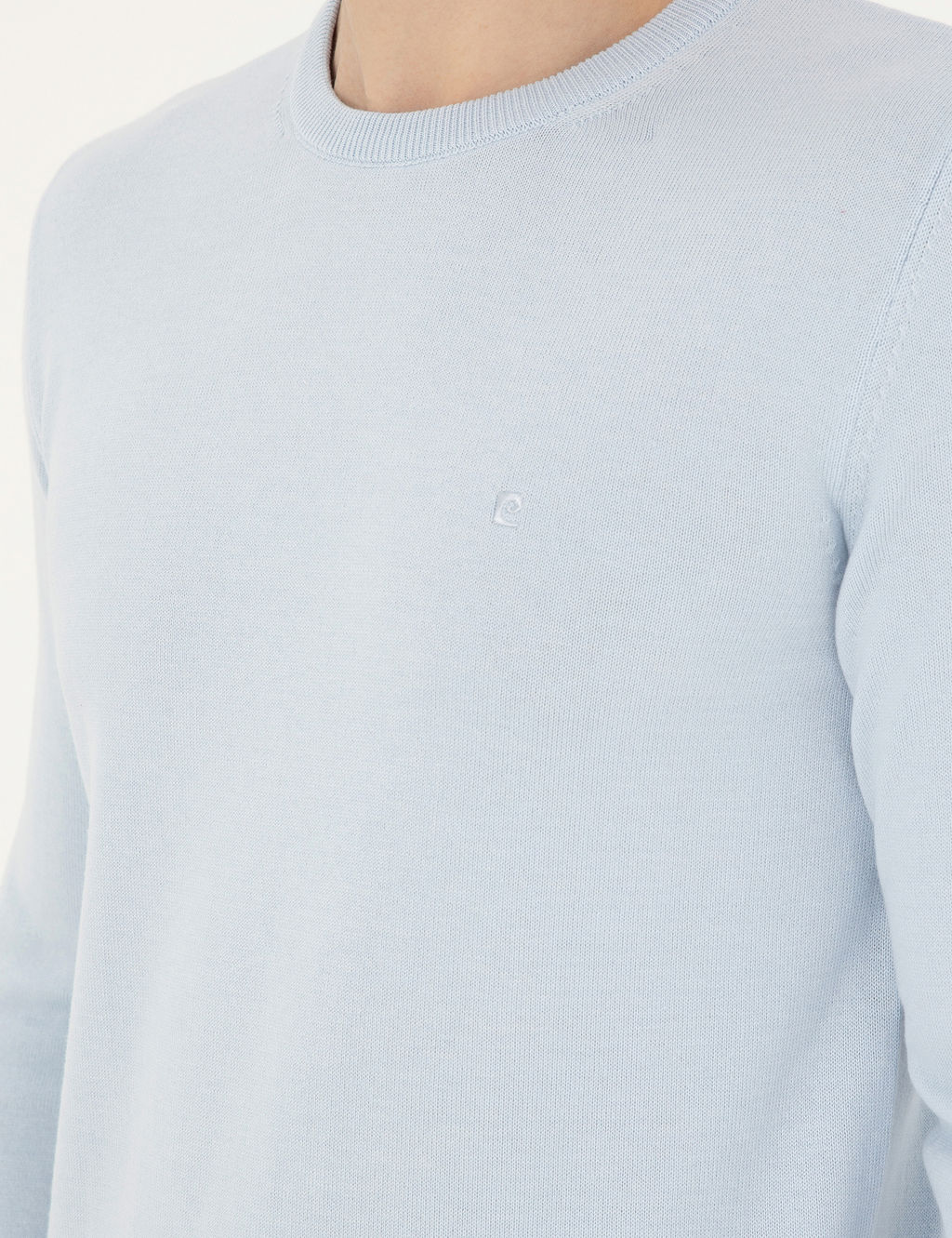 A__k Mavi Slim Fit Bisiklet Yaka Basic Triko Kazak