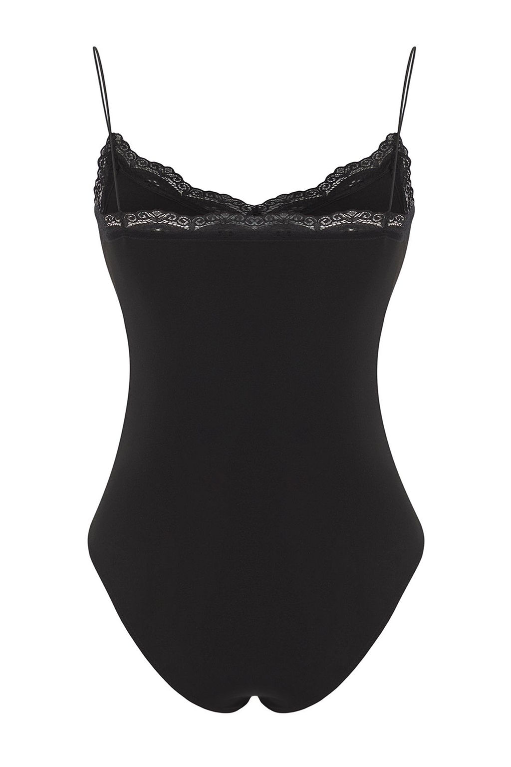 Siyah Dantel Detayl? Fitted/Vucuda Oturan Alttan C?tc?tl? Esnek Orme Body TWOSS25BD00008