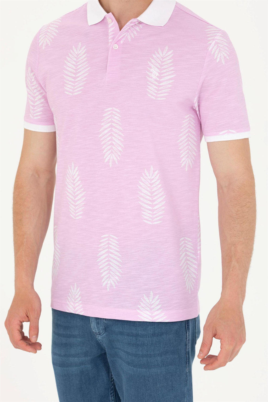 U. S. Polo Assn Мужская розовая футболка с воротником-поло - U.s. polo assn фото 13