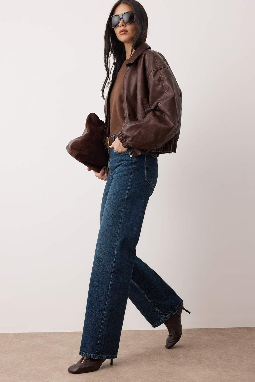 Koyu Mavi Yuksek Bel Orta Esnek Wide Leg Palazzo Jeans TWOAW26JE00084