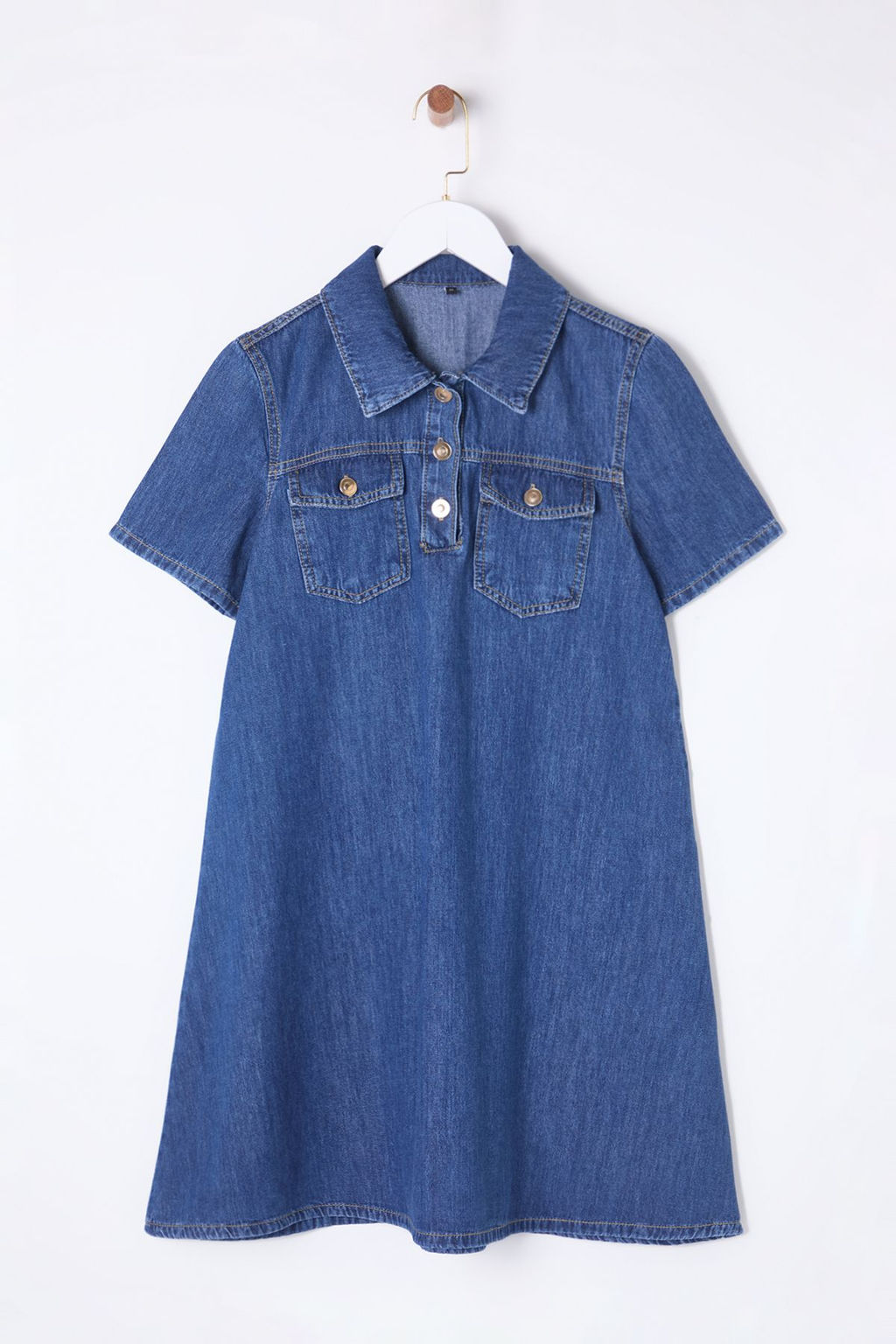 TRENDYOLMILLA Mavi Cep Detayl? Loose Mini Denim Gomlek Elbise TWOSS25EL00008 фото 6