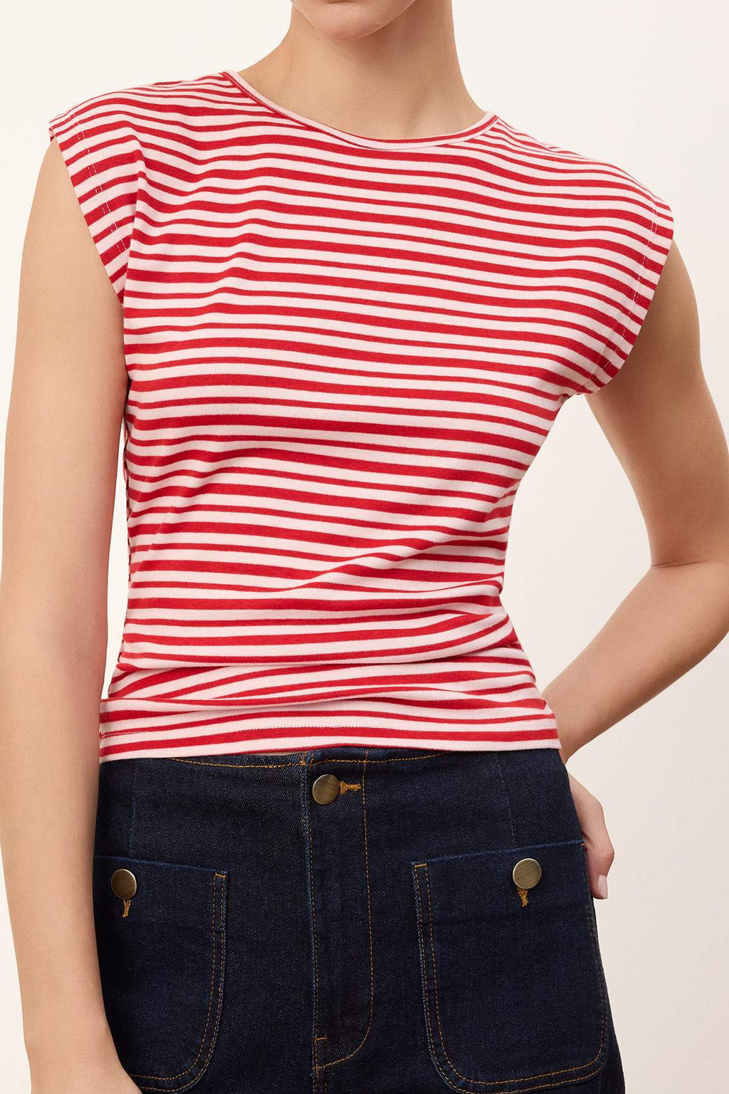 Wardrobe Essentials-Cok Renkli Cizgili Fitted/Vucuda Oturan Yumusak Orme Bluz TWOSS26BZ00108