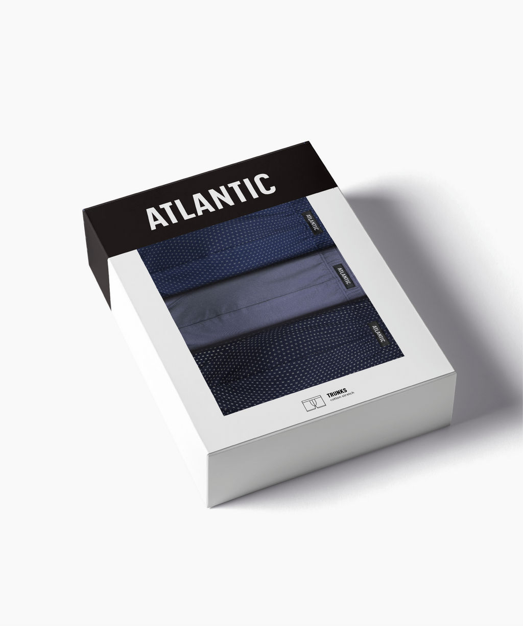 ATLANTIC 3MH-218 Трусы шорты Small Print - набор 3 шт. кобальт + деним + темно-голубой  фото 7