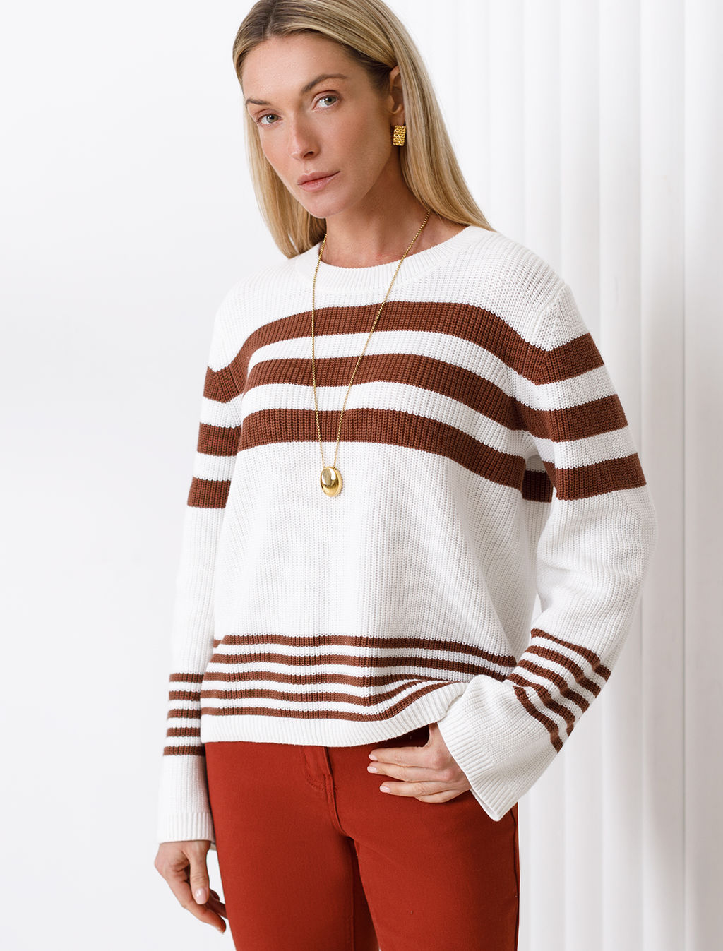 Джемпер крупной вязки из хлопка