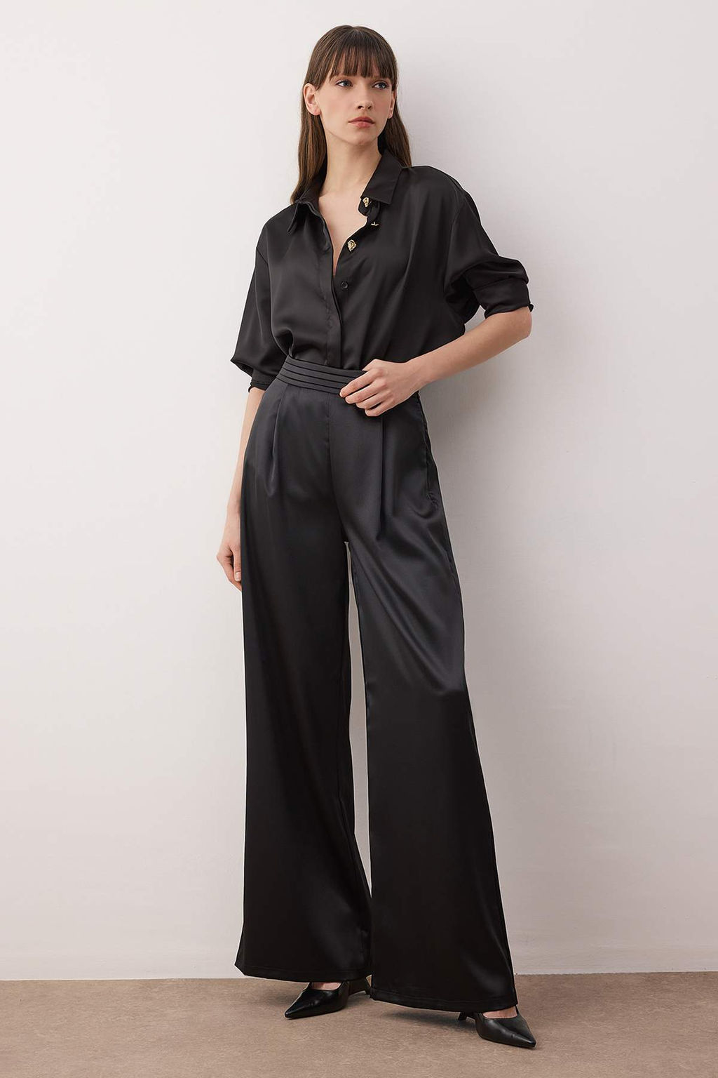 TRENDYOLMILLA Bej Bol Paca Dokuma Saten Pantolon TPRSS23PL00001 фото 14