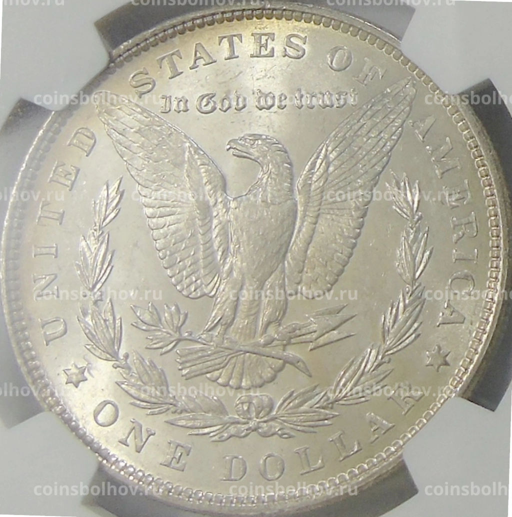 Монета 1 доллар 1887 года США Доллар Моргана (в слабе NGC MS 63)
