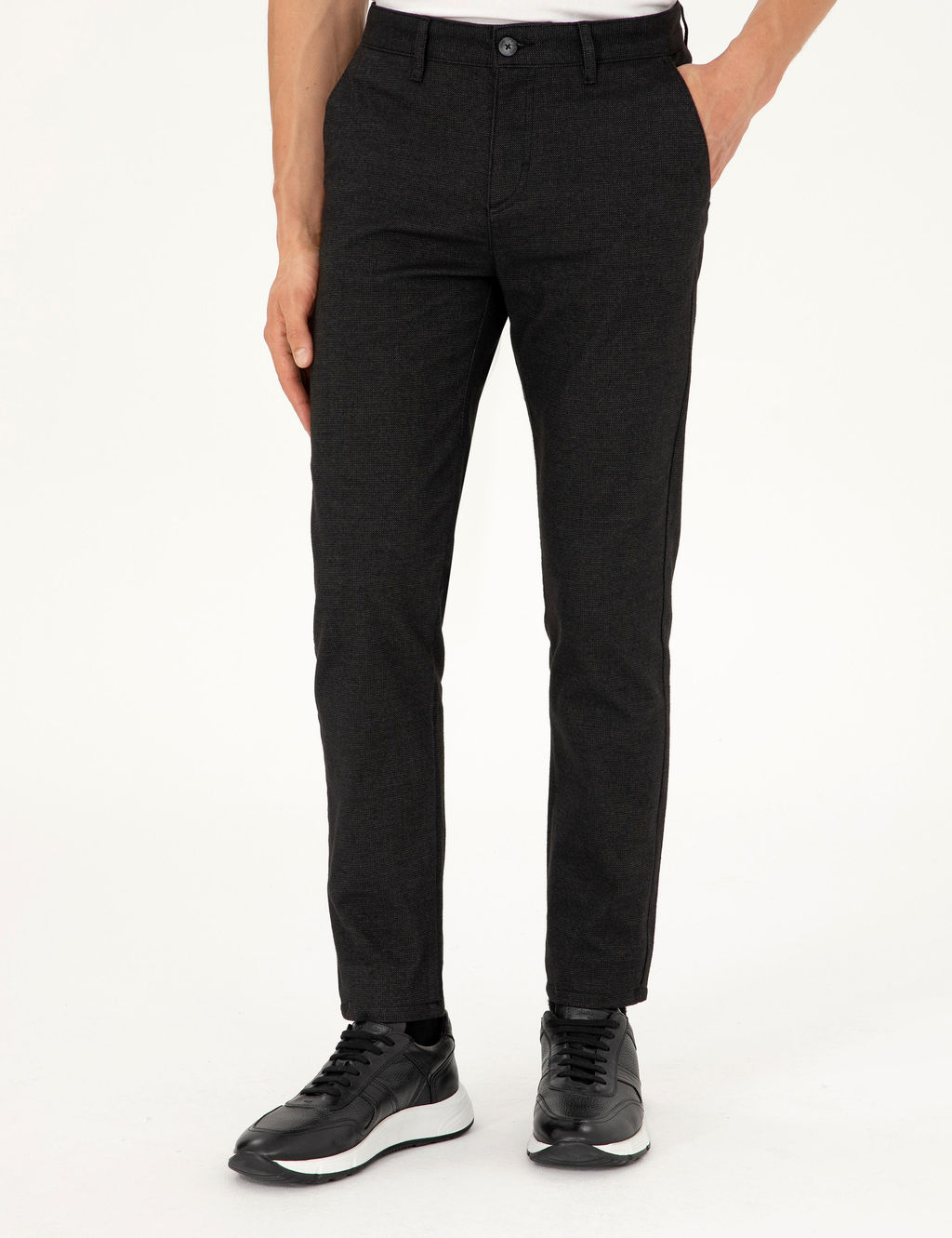 Siyah Slim Fit Kanvas Pantolon