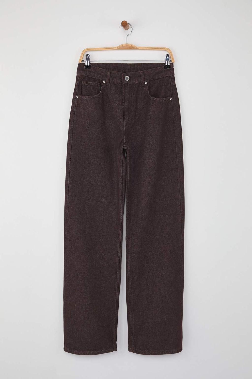 Kahverengi Yuksek Bel Genis Paca Wide Leg Jeans TWOAW26JE00119 - Trendyolmilla фото 5