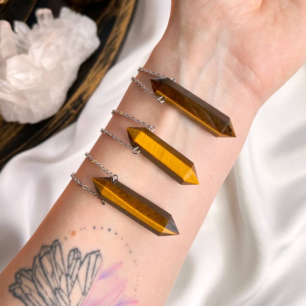 Кулон на цепочке из Тигровго глаза 55 см +