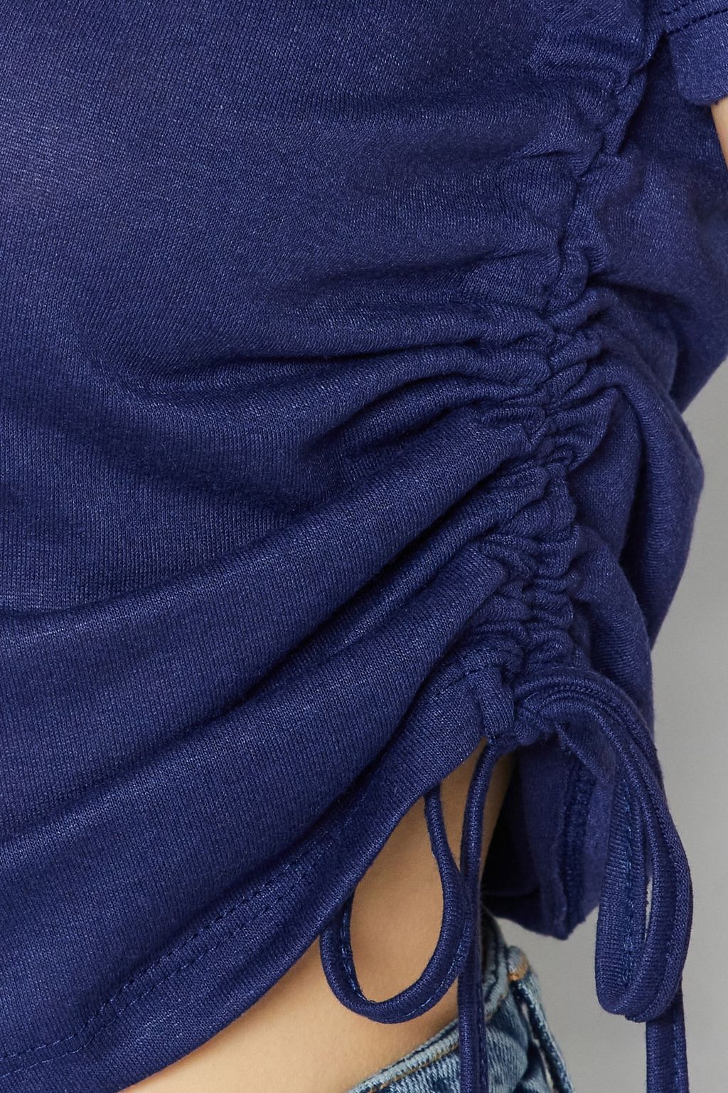 Lacivert %100 Pamuk Bisiklet Yaka Buzgulu Basic Orme T-Shirt TWOSS21TS0131