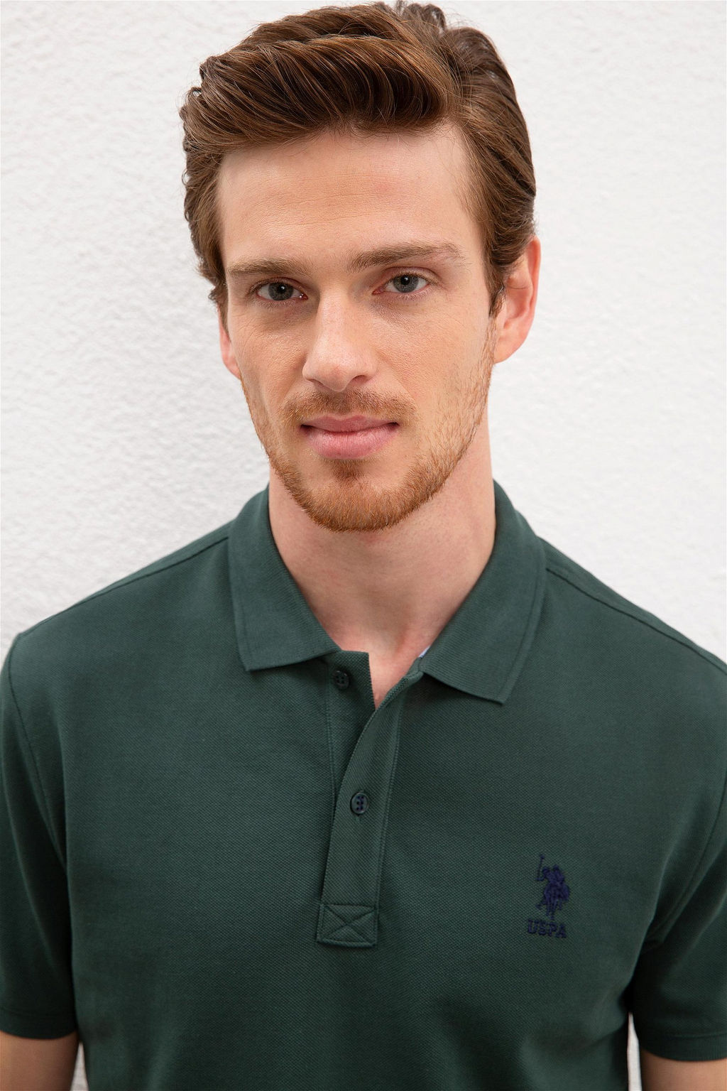 U. S. Polo Assn / Мужская темно-зеленая базовая футболка с воротником-поло - U.s. polo assn фото 2
