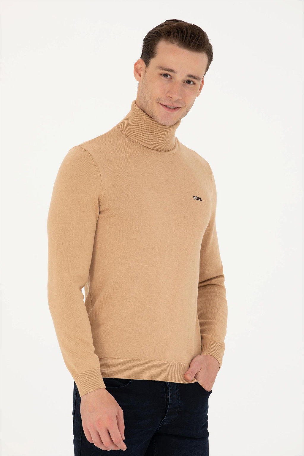 U. S. Polo Assn Мужской базовый свитер песочного меланжа - U.s. polo assn фото 3