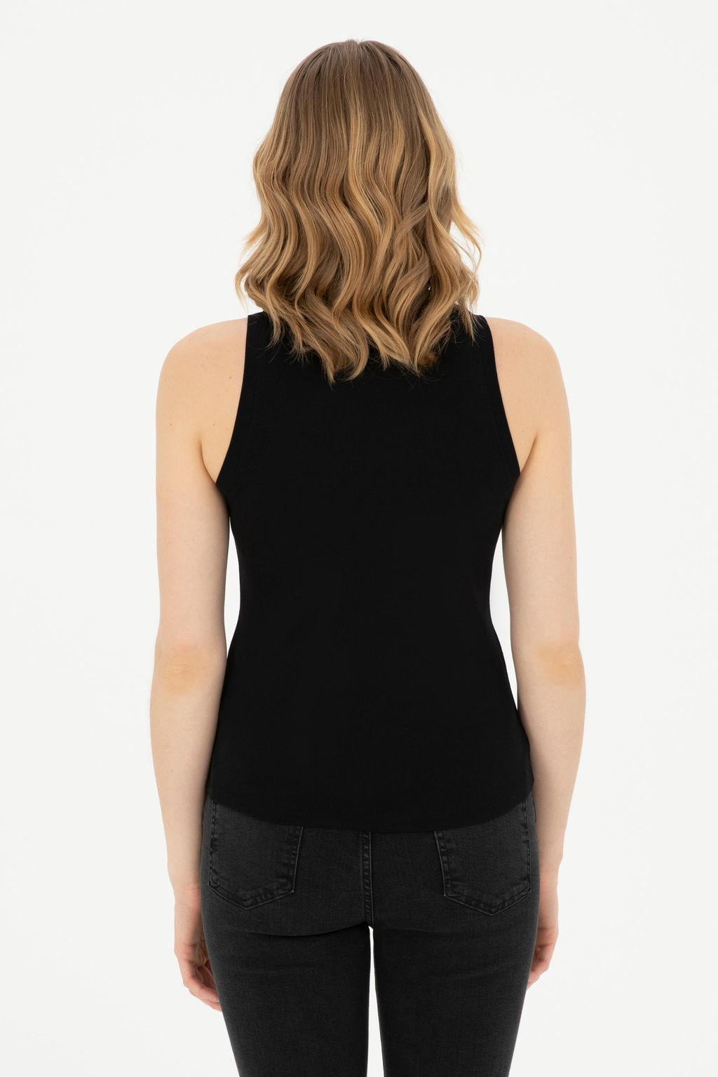 Женская черная базовая футболка без рукавов с круглым вырезом Неожиданная скидка в корзине - U.s. polo assn фото 5