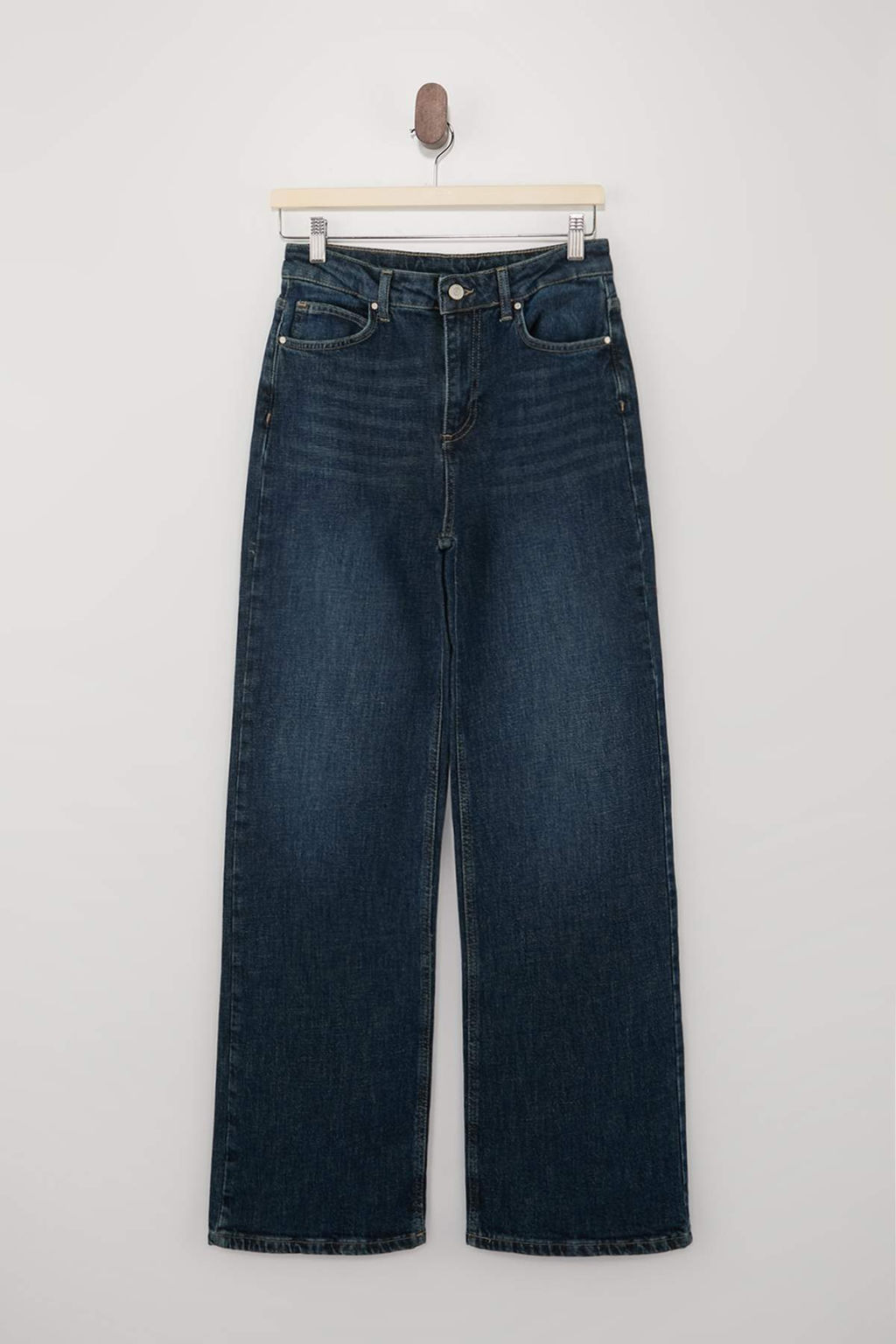 Koyu Mavi Yuksek Bel Az Esnek Wide Leg Genis Paca Jeans TWOSS26JE00153