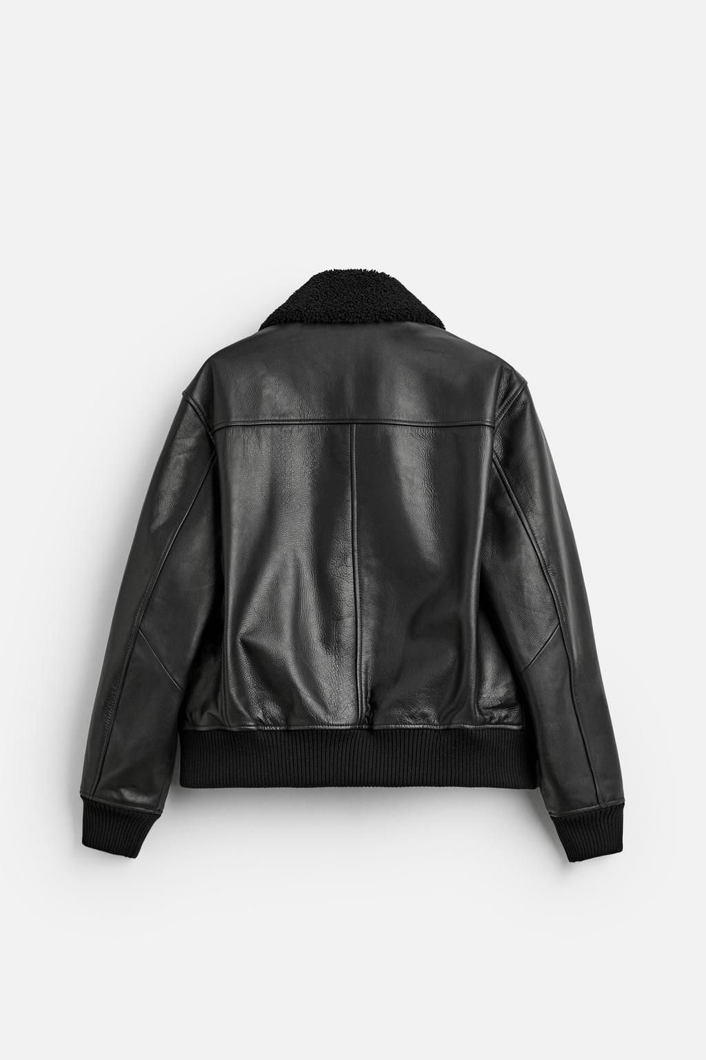 LEATHER BOMBER JACKET - Zara фото 8
