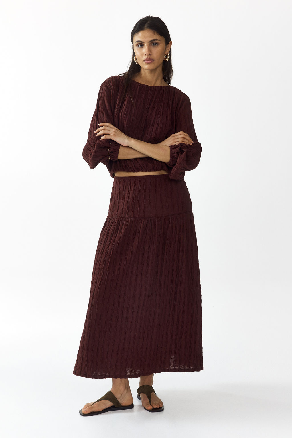Falda midi en punto texturizado - H&m фото 3