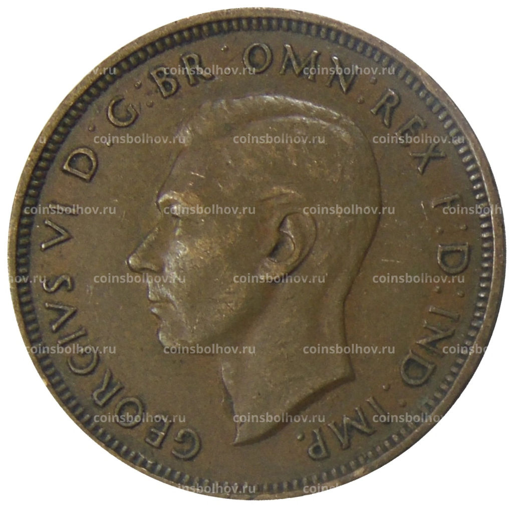 Монета 1/2 пенни 1938 года Австралия