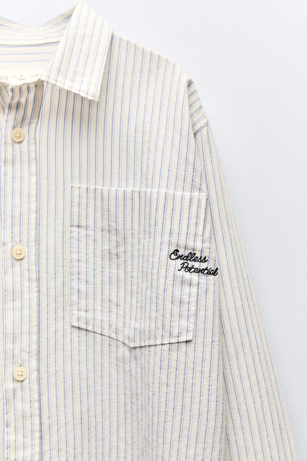 EMBROIDERED STRIPE SHIRT - Zara фото 3