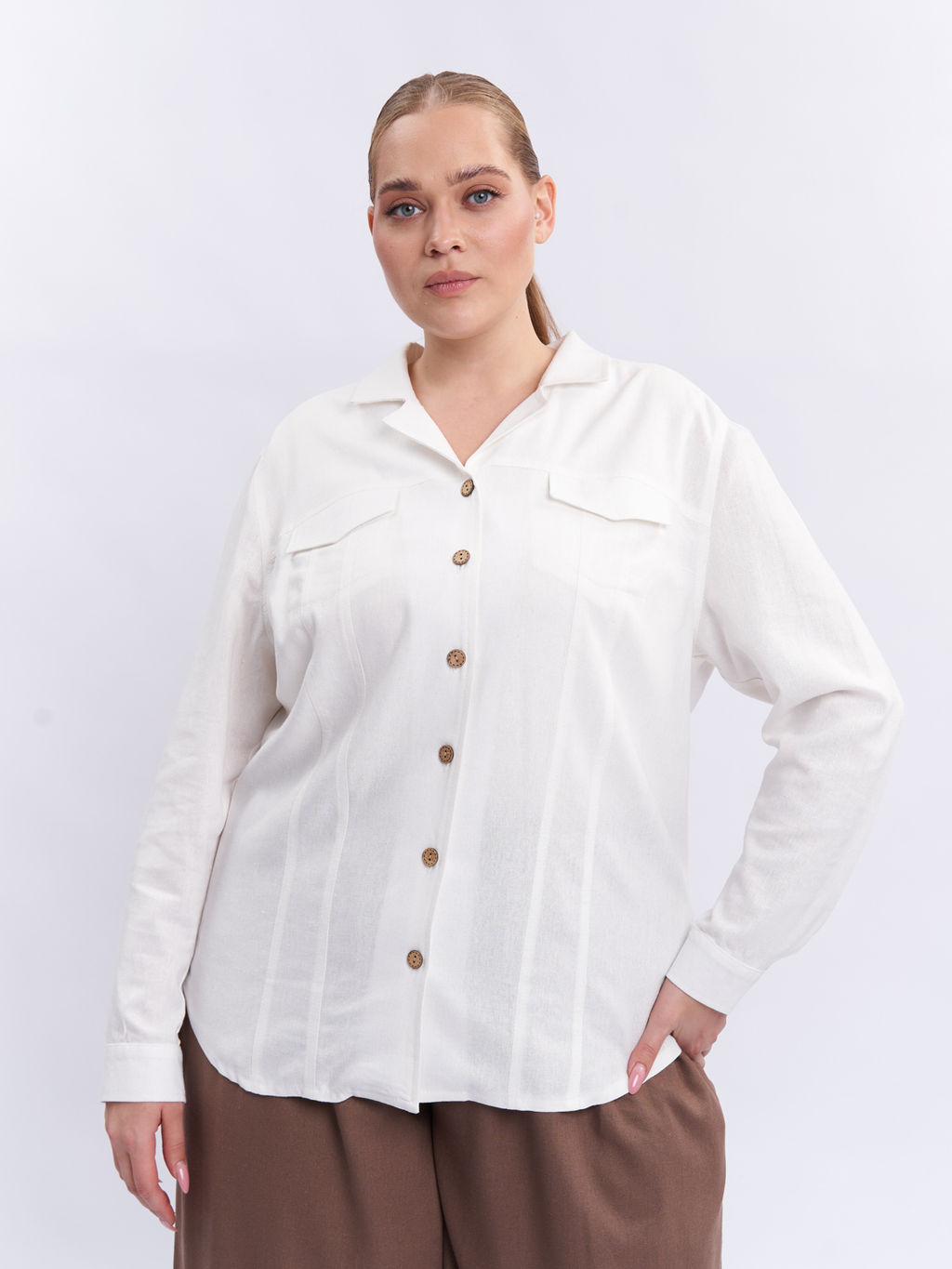 Рубашка льняная BL59152WHT04