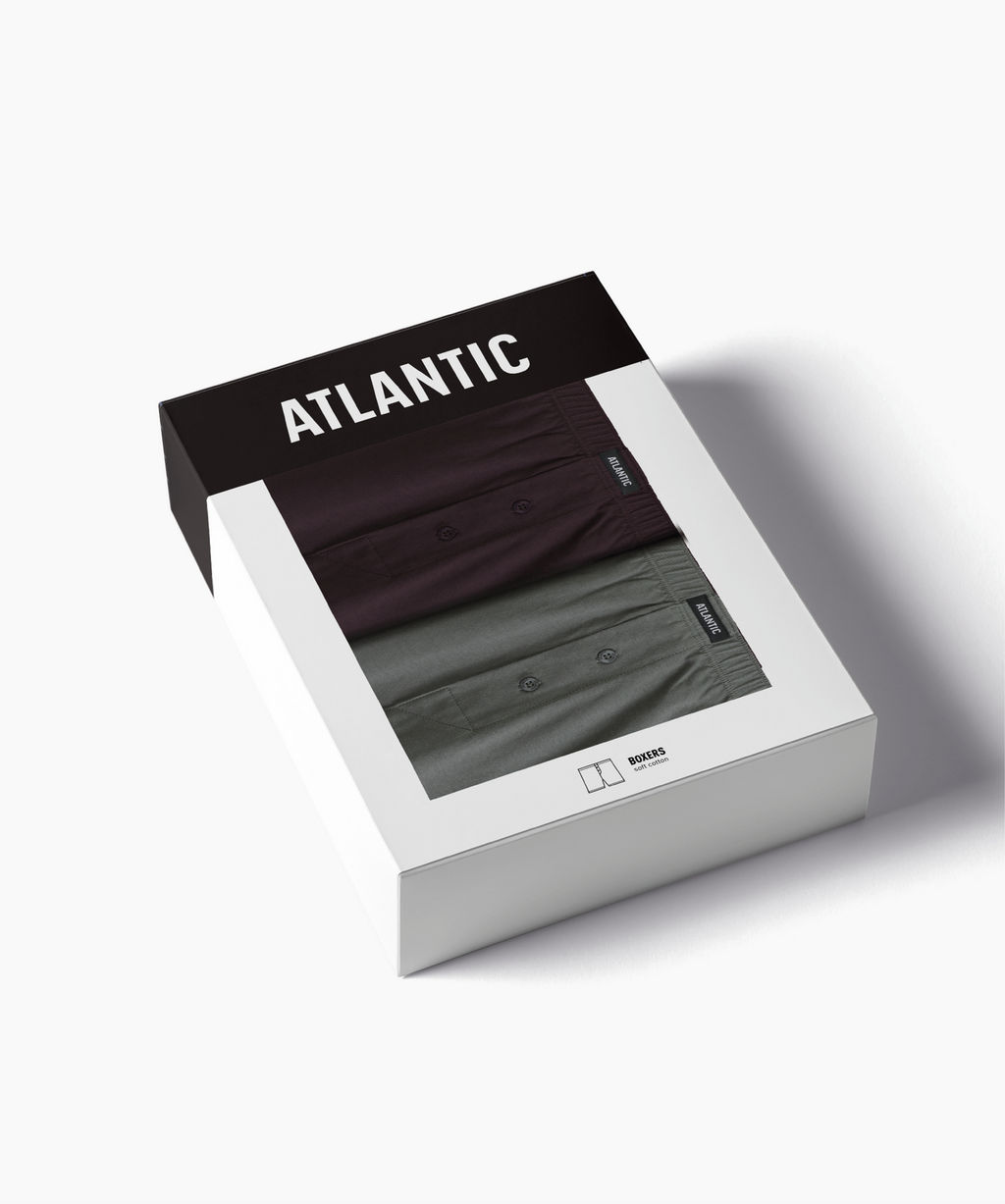 ATLANTIC 2MBX-054 Трусы боксеры Solid - набор 2 шт. баклажан + хаки  фото 6