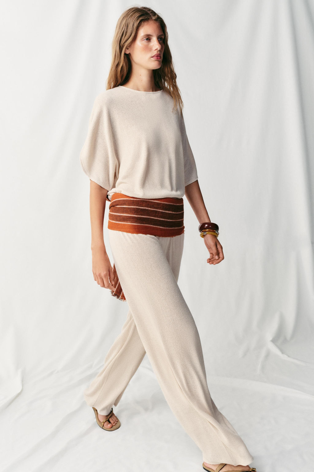 PANTAL?N R?STICO WIDE LEG / Beige claro - Zara фото 5