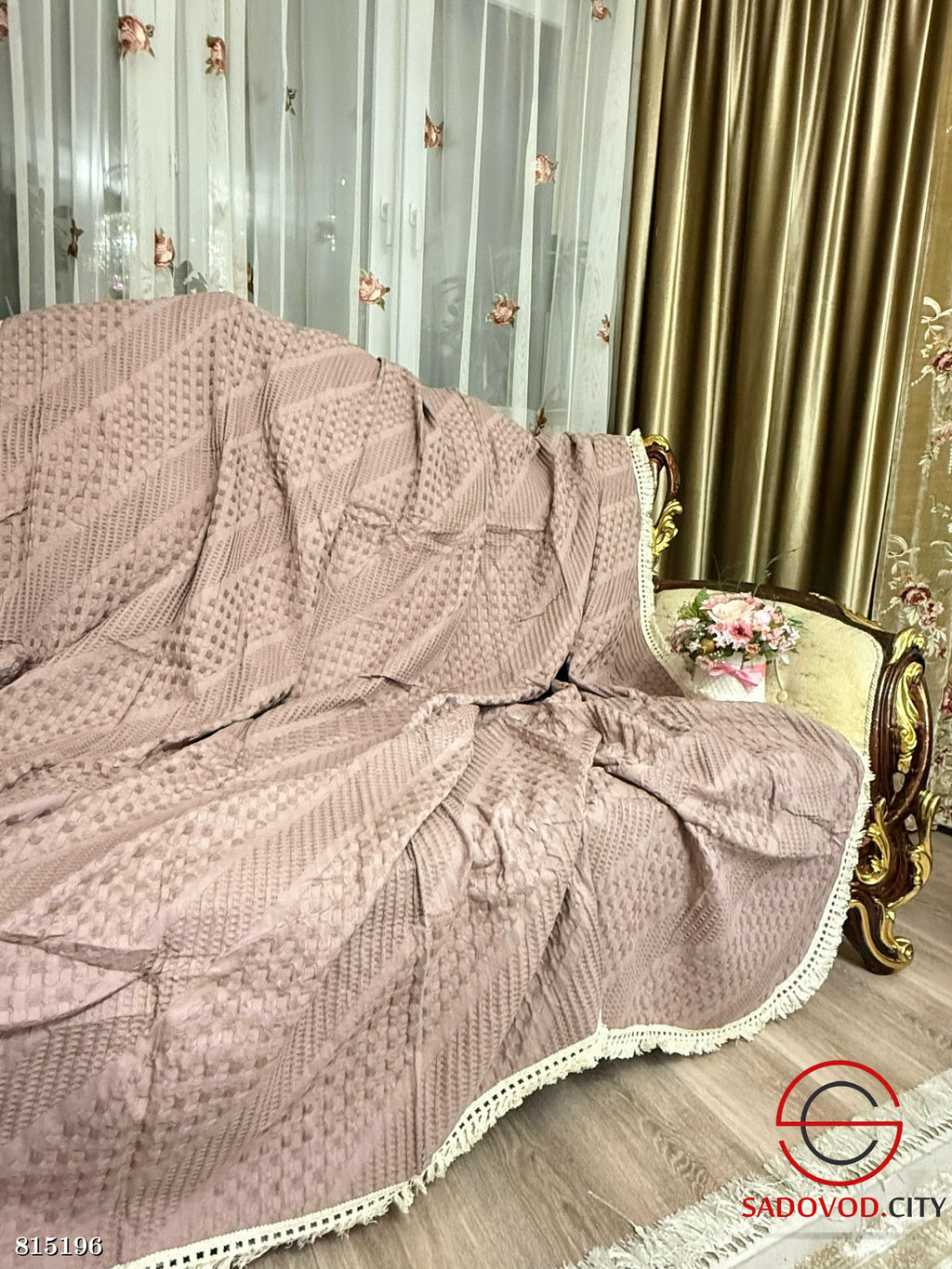 Плед покрывало вафельное в подарочной сумке