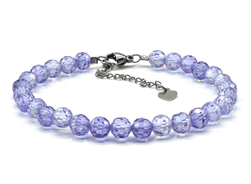 Браслет из фианитов шарик гр.6мм цвет оранжевый, 18см - Радуга камня фото 5