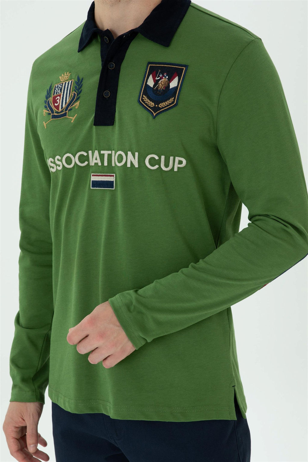 U. S. Polo Assn Мужская зеленая толстовка с воротником-поло - U.s. polo assn фото 6