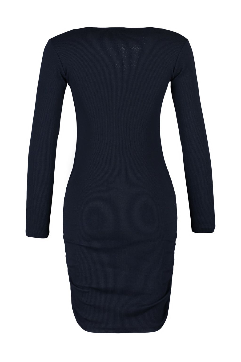 TRENDYOLMILLA Siyah Buzgu Detayl? Vucuda Oturan Mini Kare Yaka Fitilli Esnek Orme Kalem Elbise TWOAW23EL01396