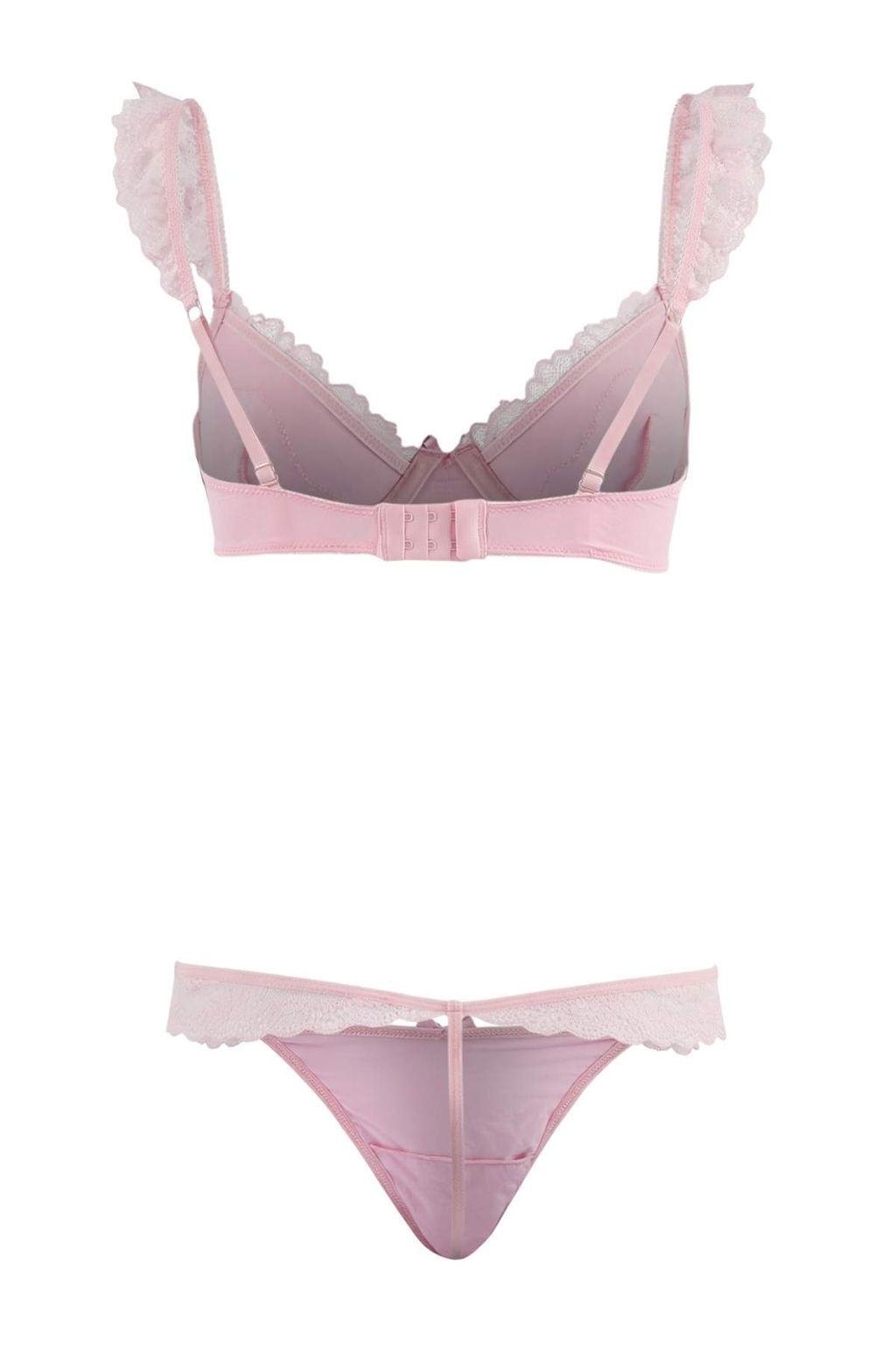 Pembe Saten F?rf?r/Kurdele Detayl? Kaps?z Ic Camas?r? Tak?m? THMSS26CC00011