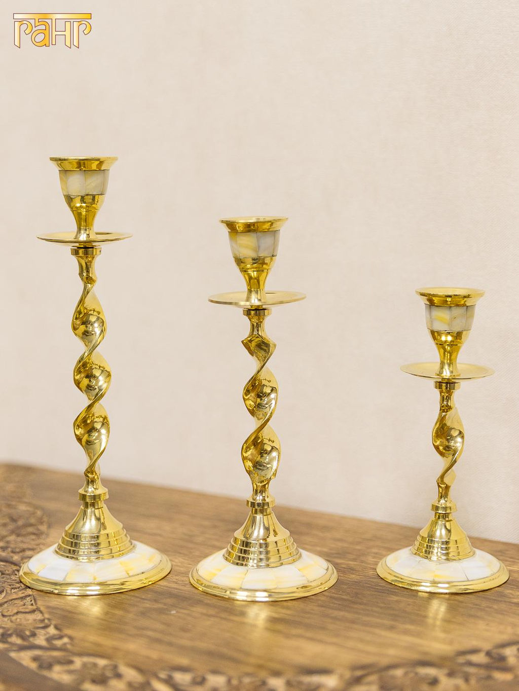 Подсвечник набор из 3-х на 1 свечу с перламутром № П5212/3