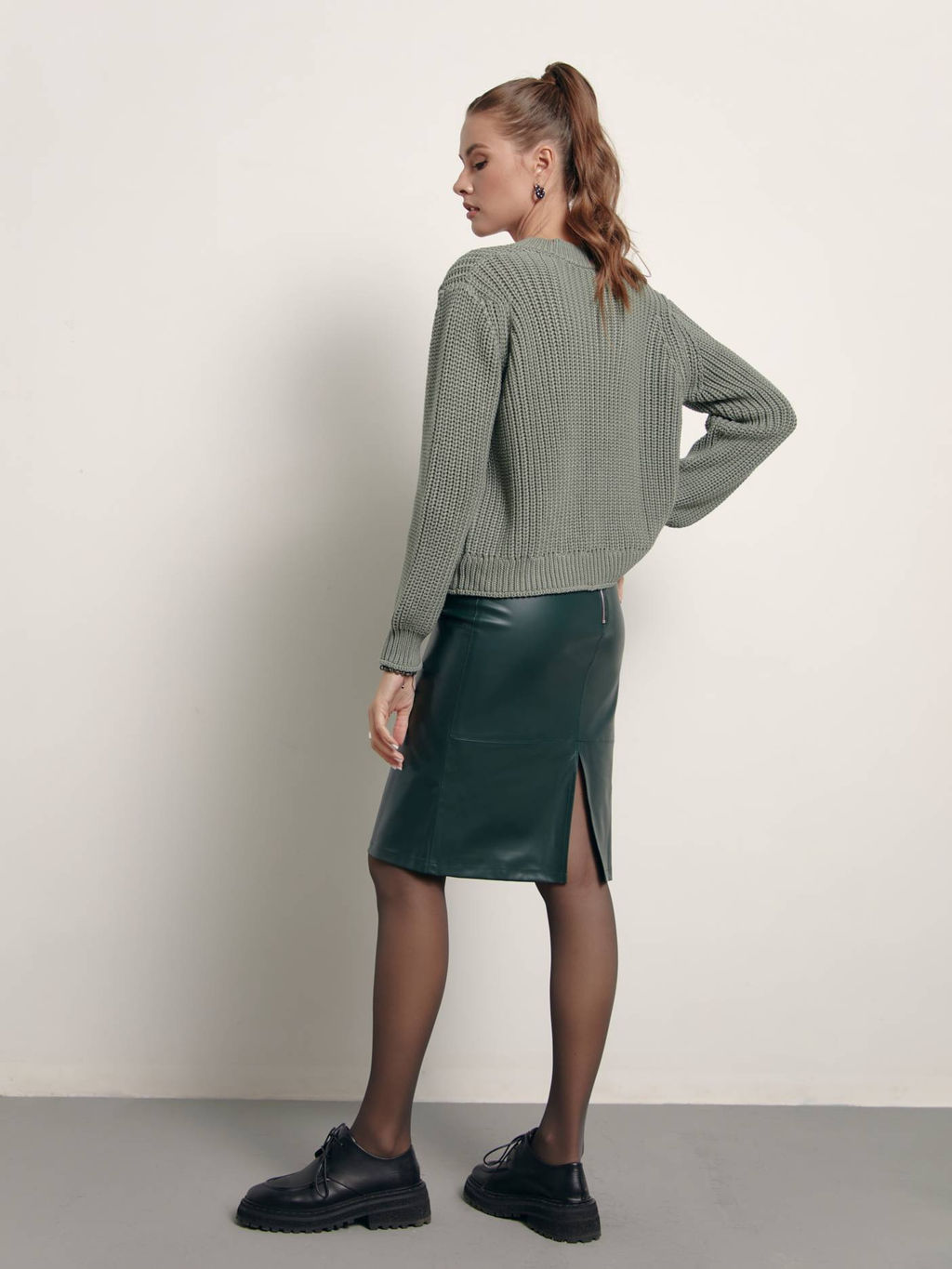 CONTE Юбка под кожу с разрезом сзади LU 1410 emerald emerald