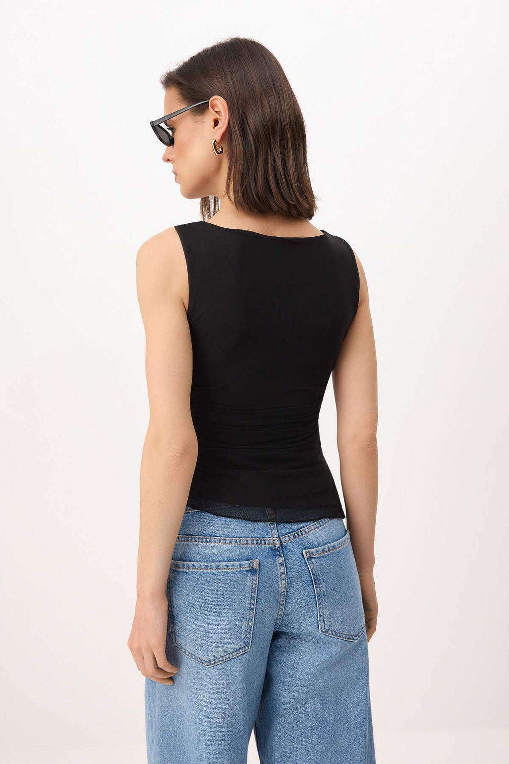 Siyah Fitted/Vucuda Oturan Kolsuz Buzgulu Crop/K?sa Tul Orme Bluz TWOSS26BZ00349 - Trendyolmilla фото 4