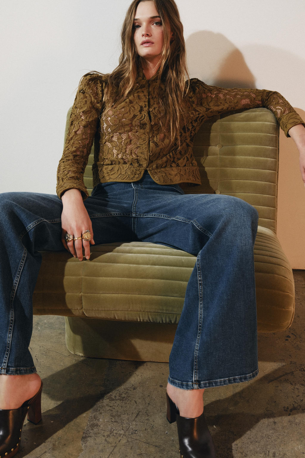 ZW COLLECTION LACE JACKET WITH PUFF SLEEVES