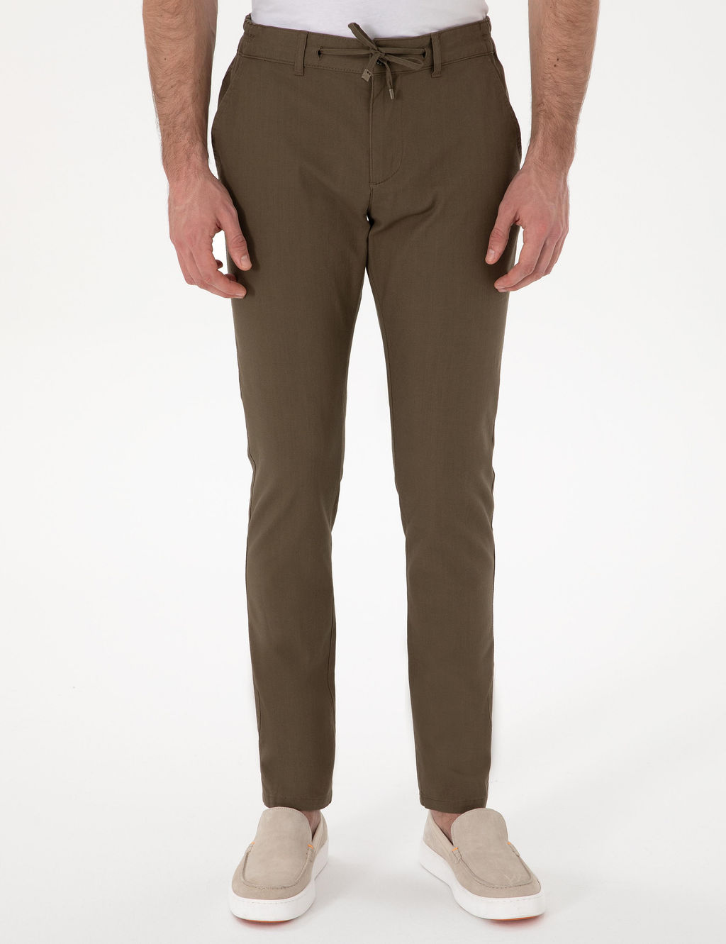 Haki Slim Fit Keten G_r_n_ml_ Kanvas Pantolon