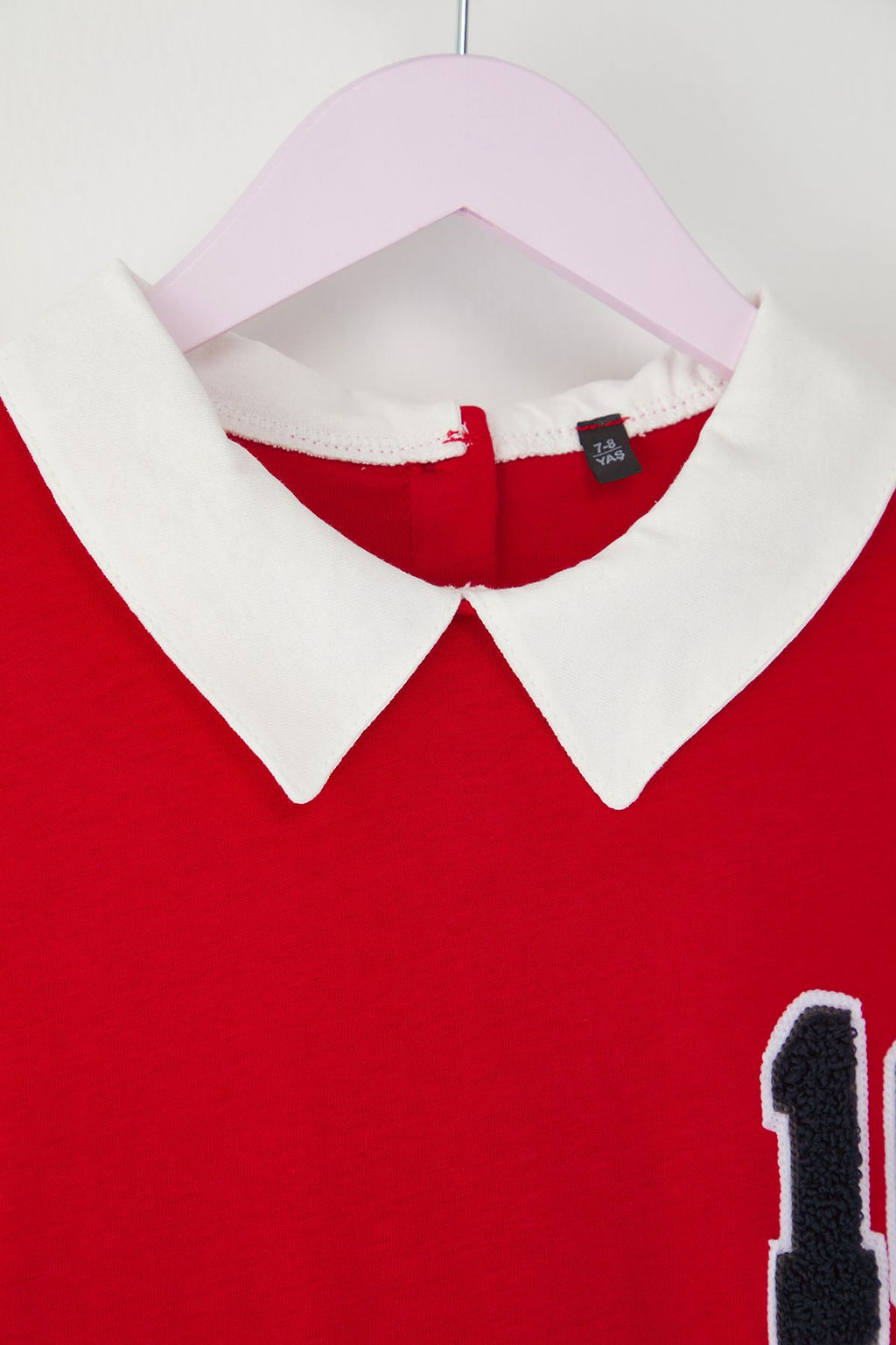 K?rm?z? K?z Cocuk %100 Pamuk Nak?sl? Gomlek Yaka K?sa Kol K?sa Orme Elbise TKDSS25EL00090 - Trendyolmilla фото 4