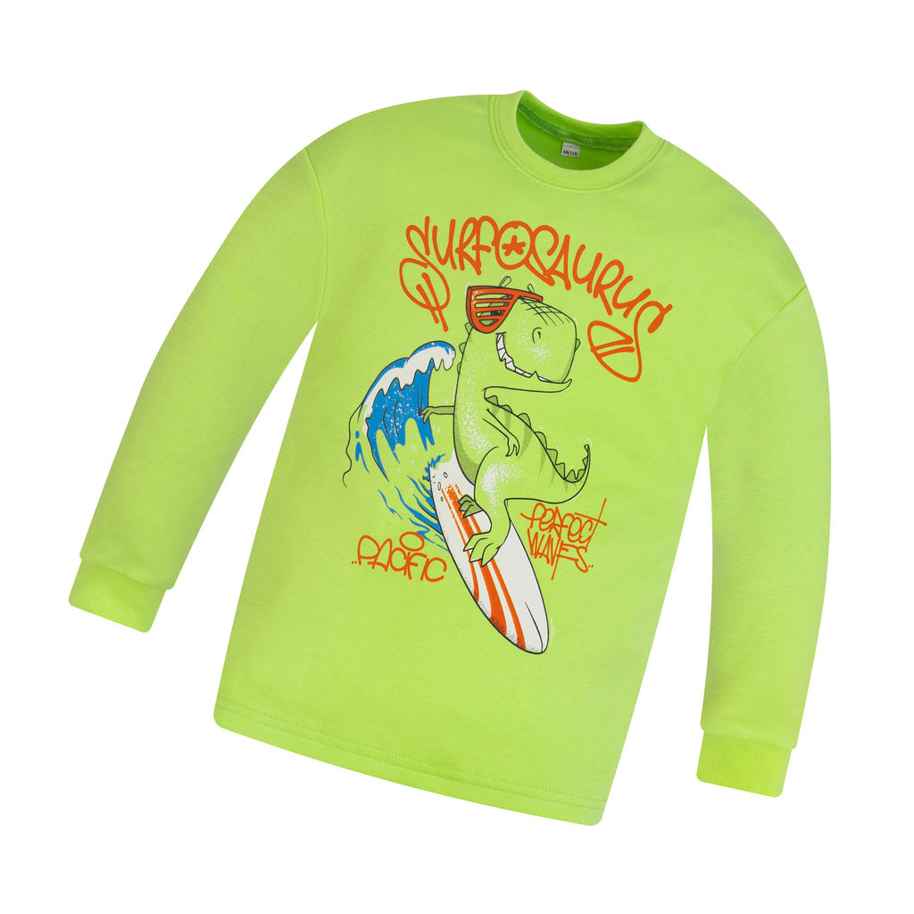 Пижама детская салатовая динозавр на скейте