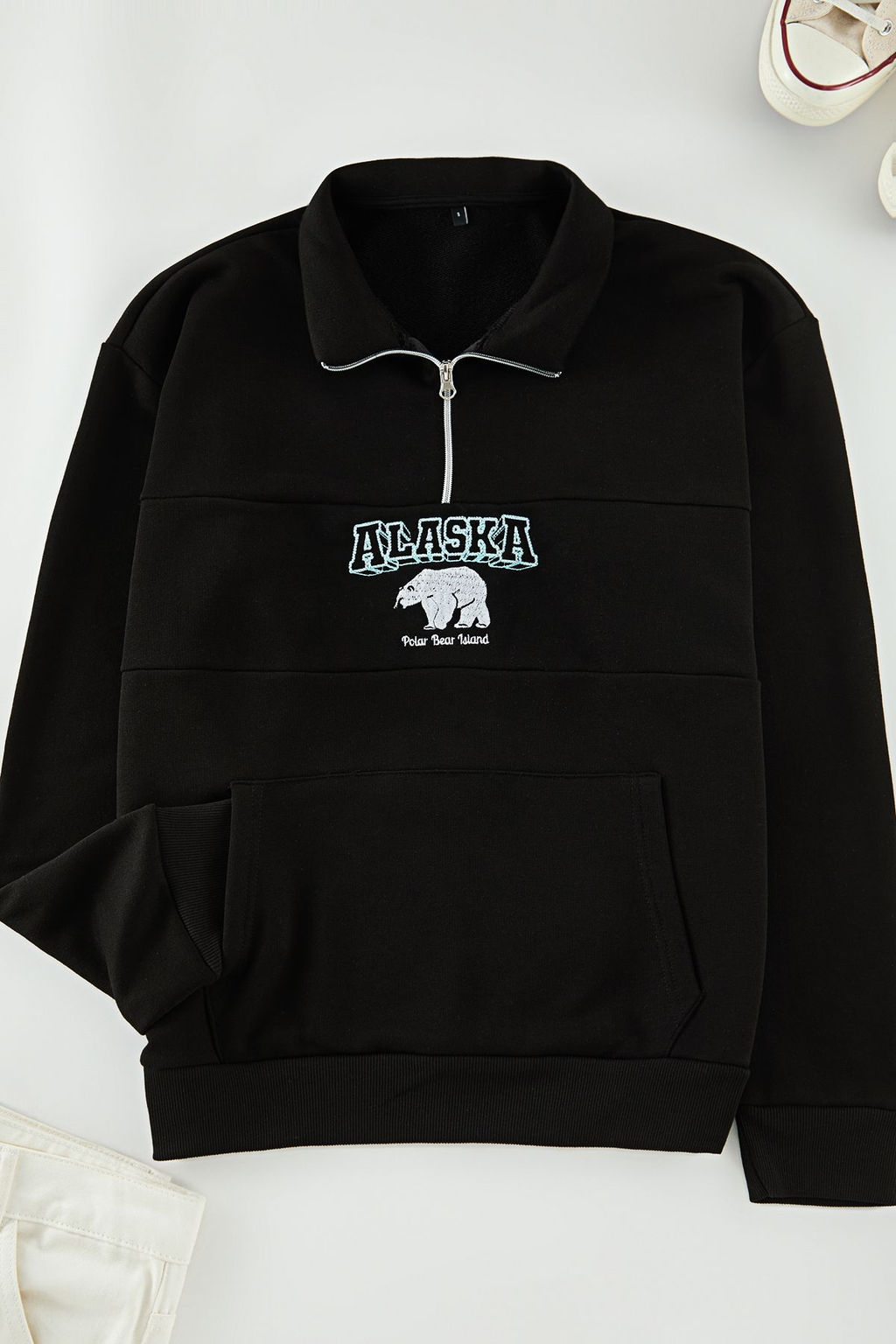 TRENDYOL MAN Siyah Oversize/Genis Kesim Animal Nak?sl? Dik Yaka Fermuarl? Sweatshirt TMNAW25SW00051 - Trendyolmilla фото 2