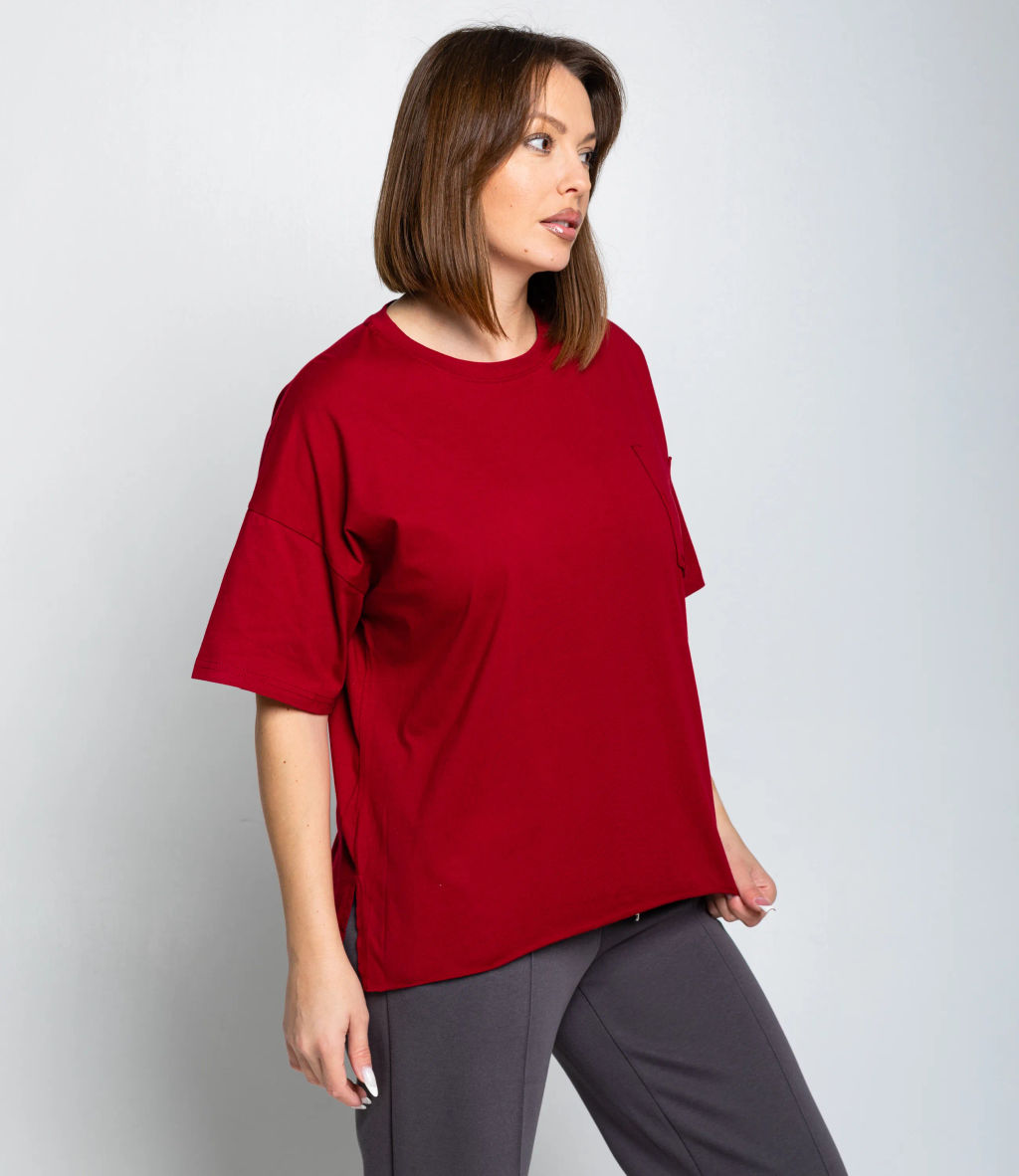 Футболка #КТ1612 (1), бордовый - Dommod фото 2