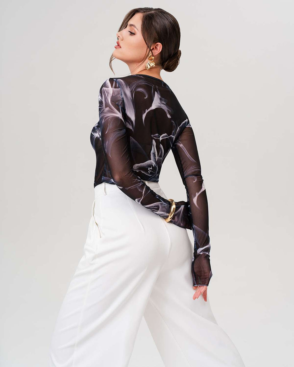 Лонгслив из сетки с принтом 457.4.12 - Sahar art lab фото 7