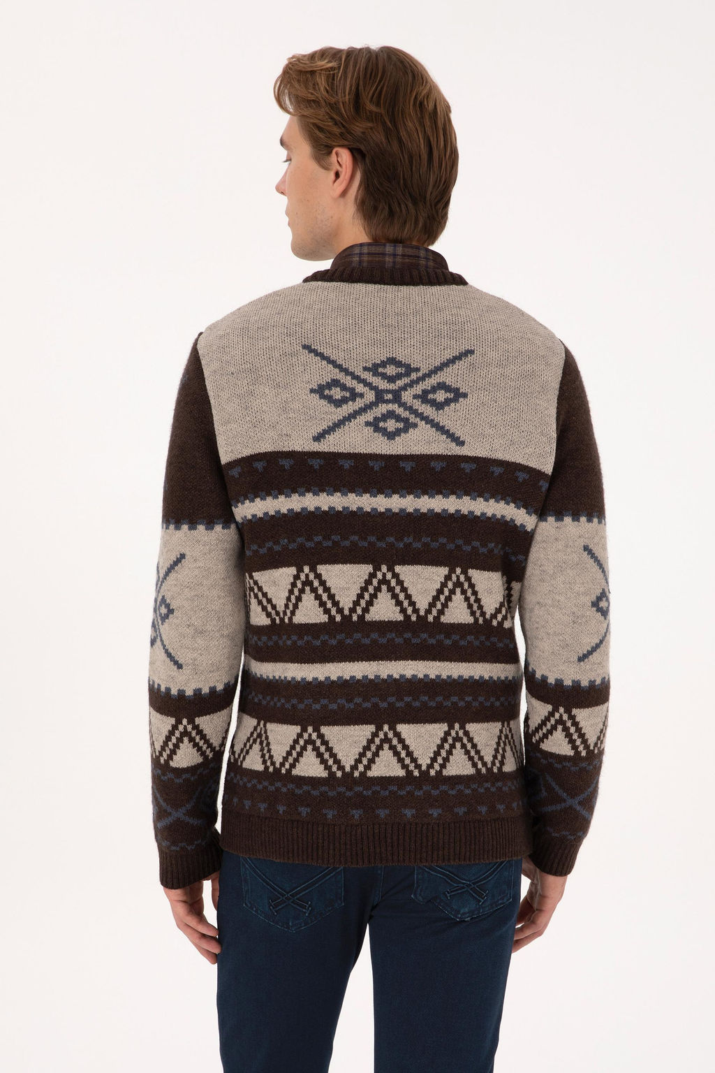 Erkek Comfort Fit Bisiklet Yaka Kahverengi Kazak - U.s. polo assn фото 5