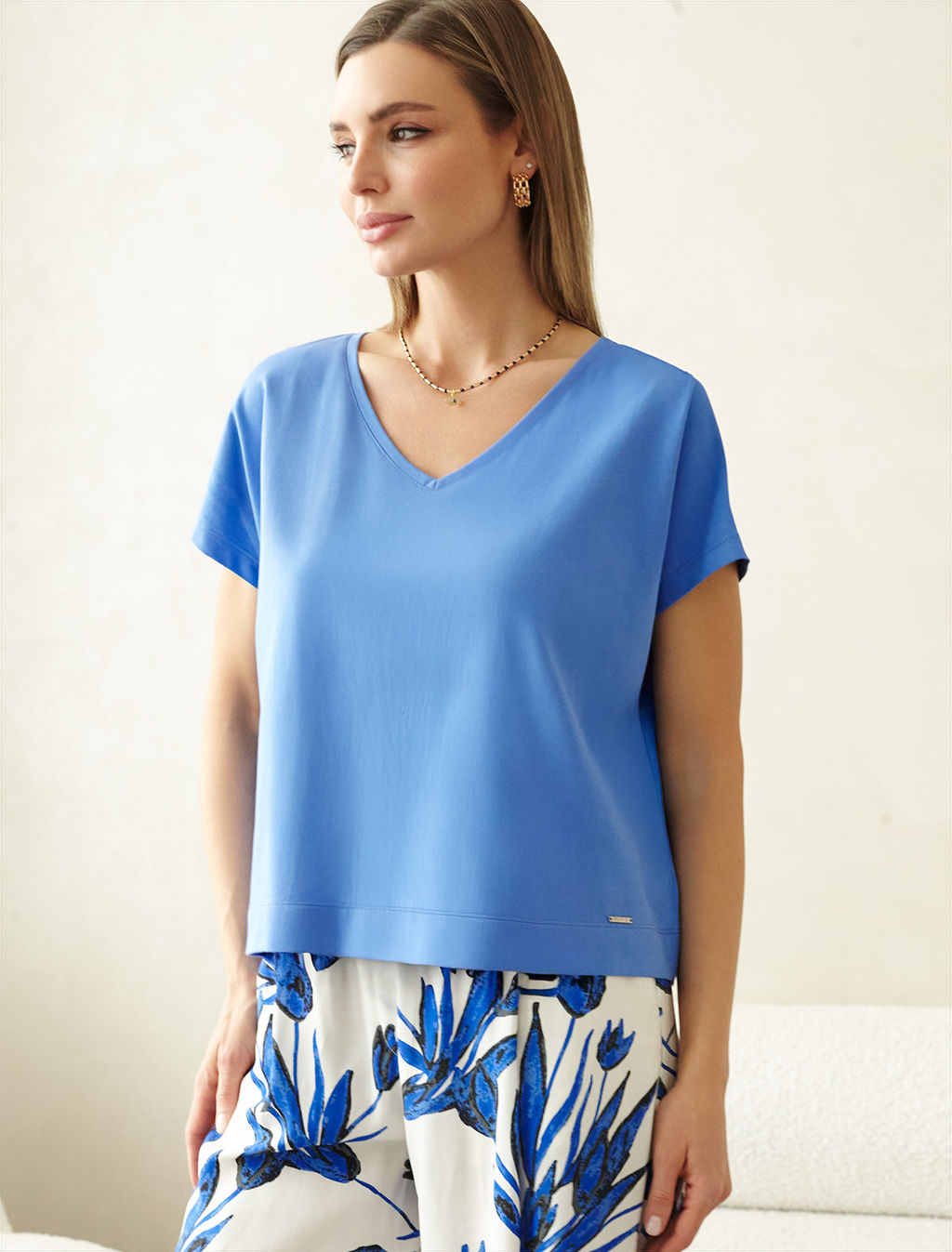 Футболка Vilatte из хлопка васильковый  фото 5